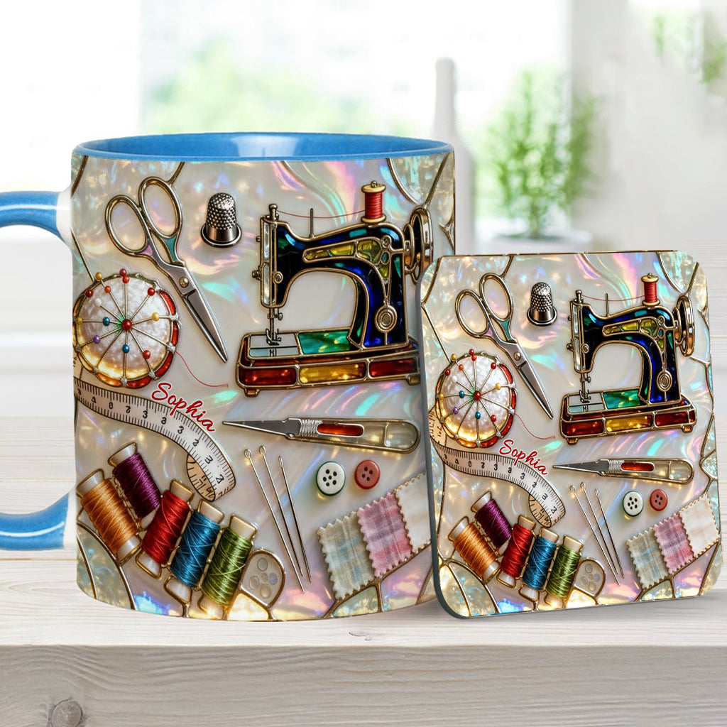 Love Sewing - Personalized Sewing Accent Mug & Coaster