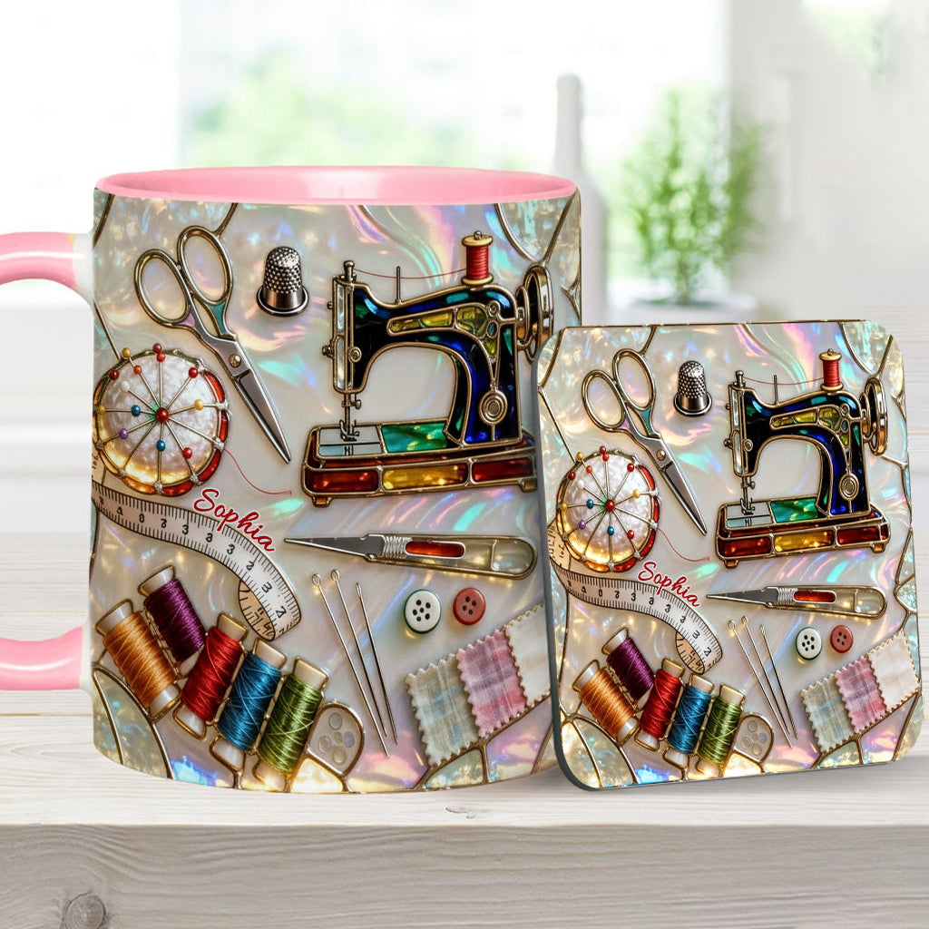 Love Sewing - Personalized Sewing Accent Mug & Coaster
