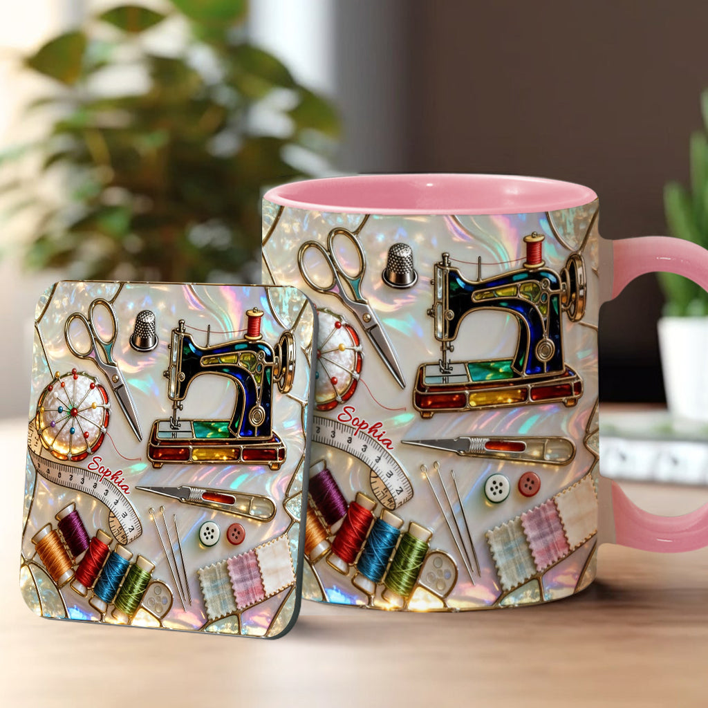 Love Sewing - Personalized Sewing Accent Mug & Coaster