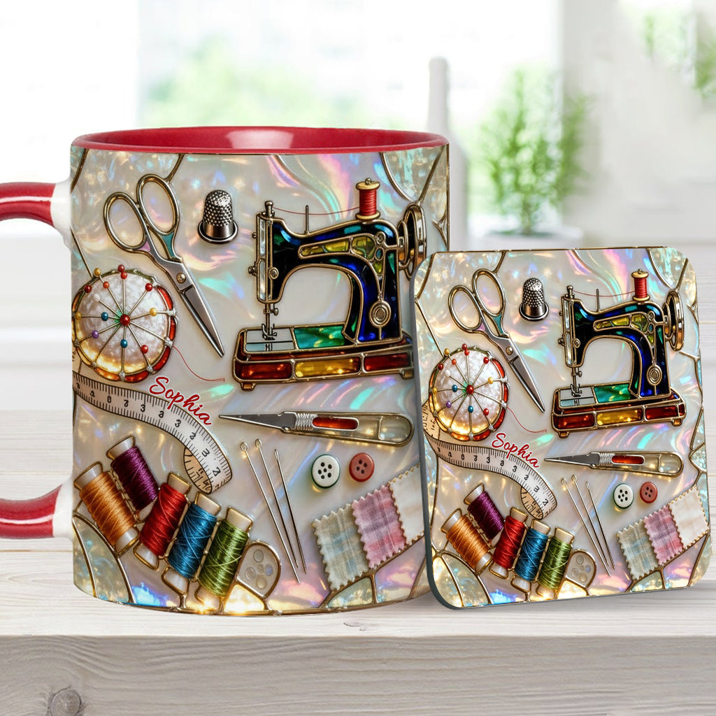 Love Sewing - Personalized Sewing Accent Mug & Coaster