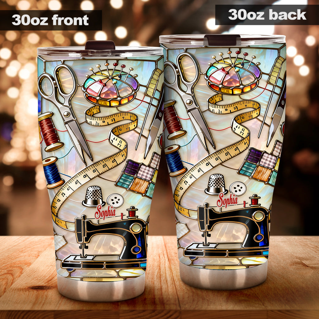 Gobelet isotherme personnalisé « J’adore coudre »