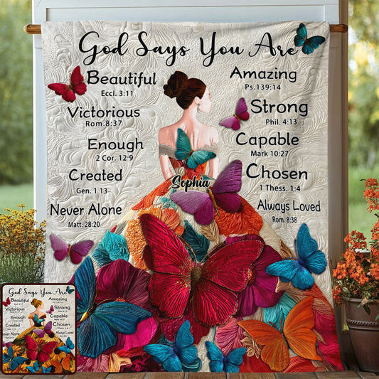 God Says You Are - Personalized Butterfly Blanket