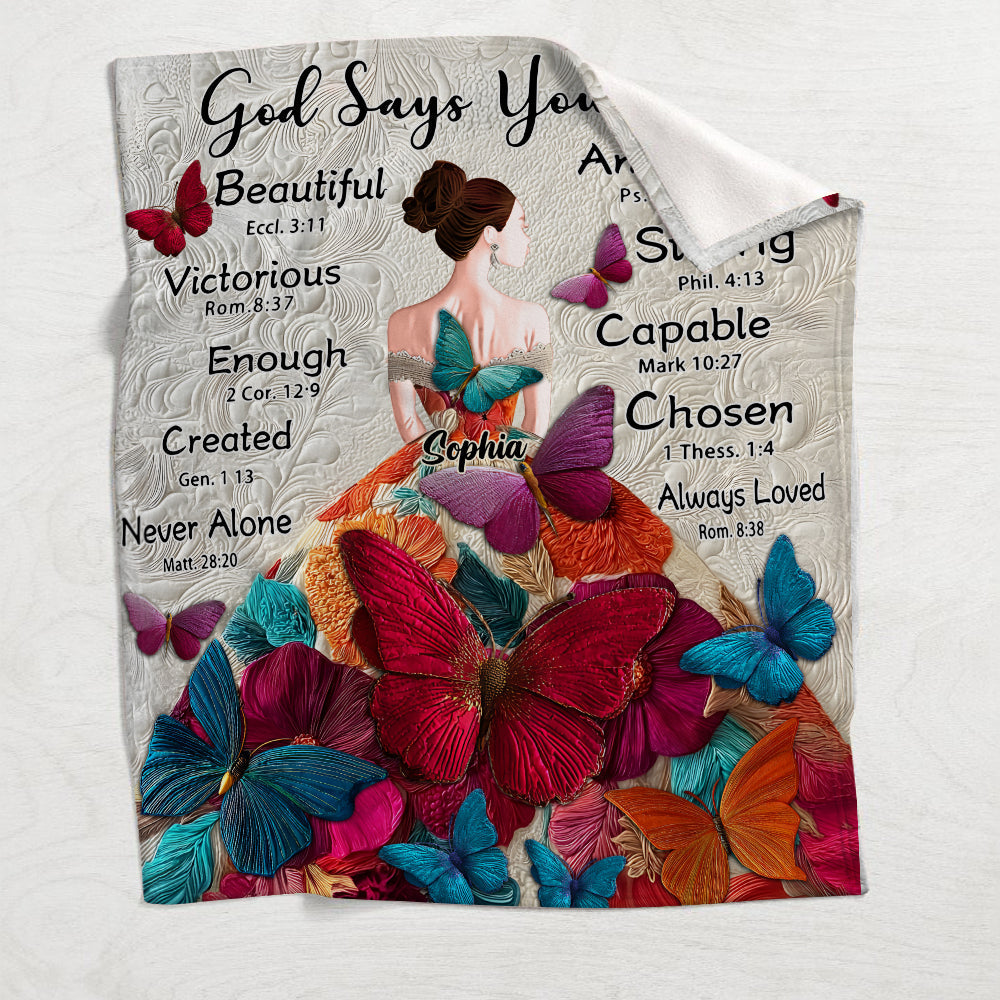 God Says You Are - Personalized Butterfly Blanket