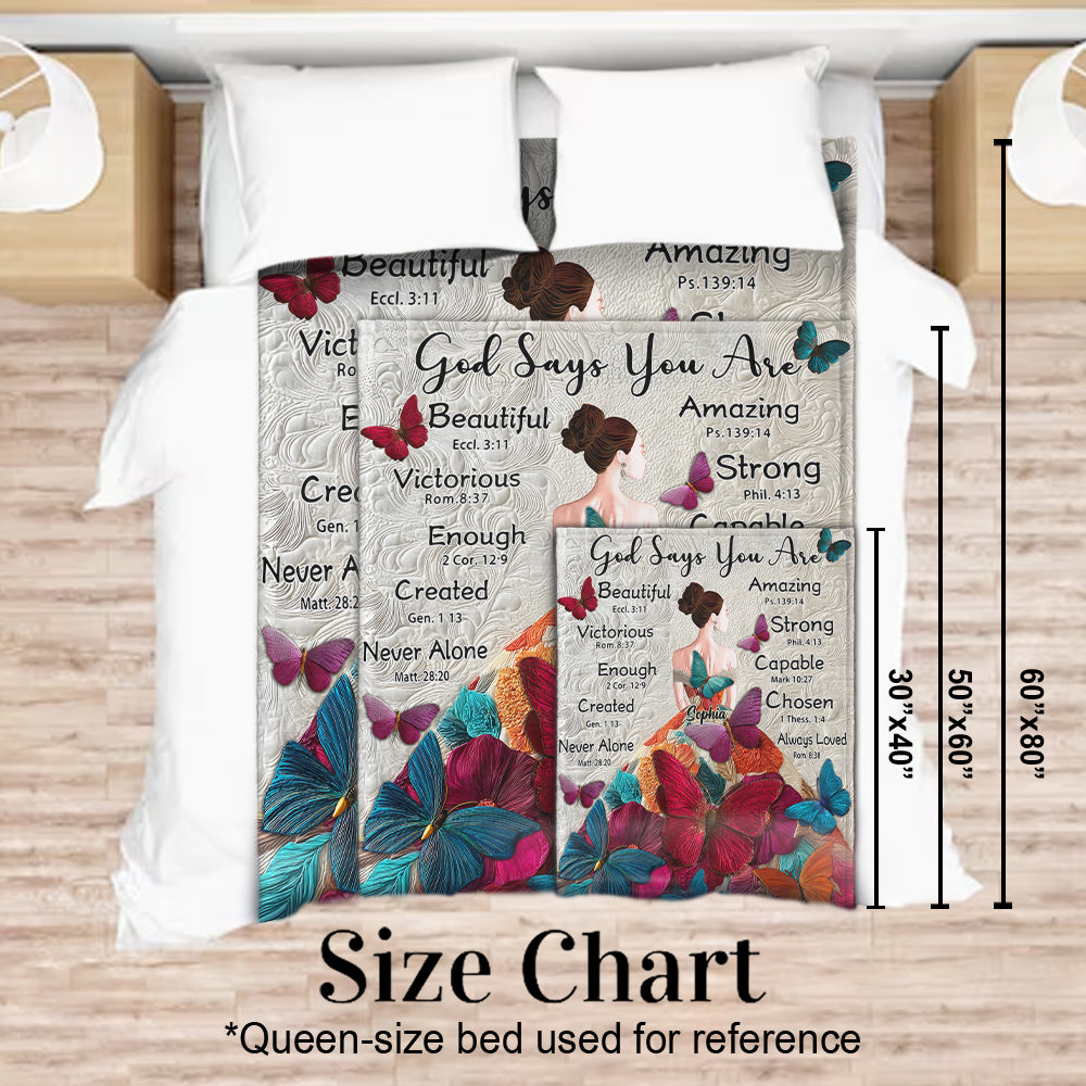 God Says You Are - Personalized Butterfly Blanket