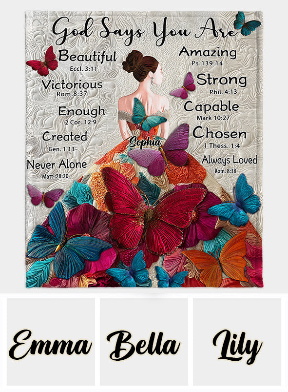 God Says You Are - Personalized Butterfly Blanket