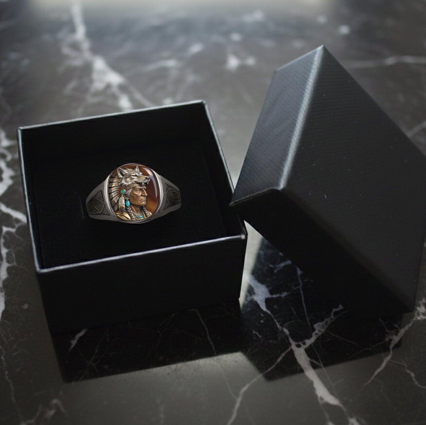 Bague chevalière amérindienne personnalisée - Autochtone