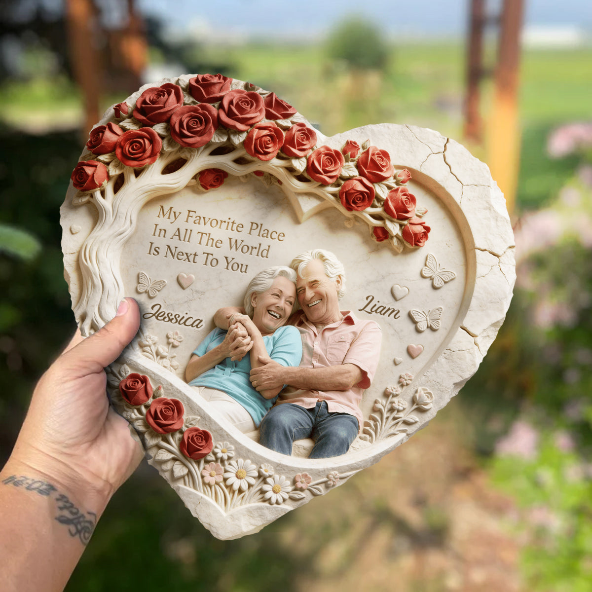 My Favorite Place Is Next To You - Personalized Couple Heart Shaped Stone