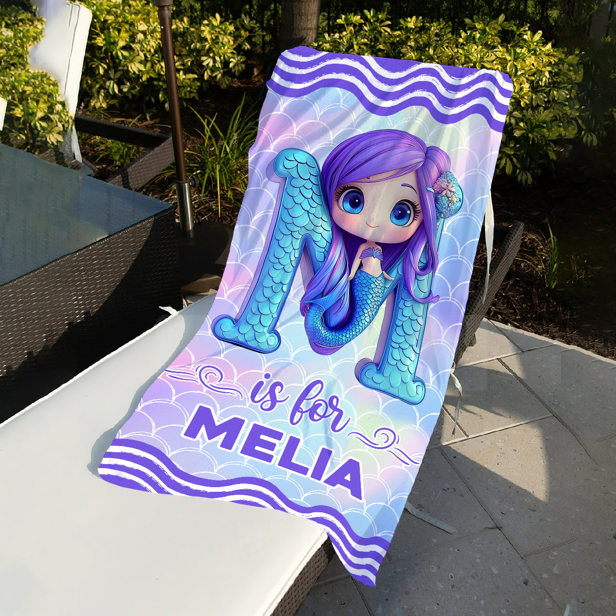 Mermaid Custom Alphabet - Personalized Kid Quick-dry Beach Towel/ Bath Towel