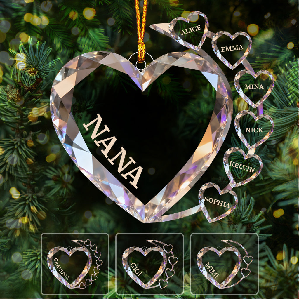 Sparkling Hearts - Personalized Family Transparent Ornament