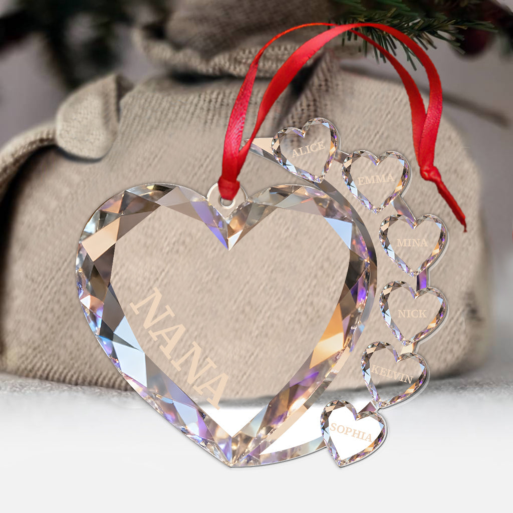 Sparkling Hearts - Personalized Family Transparent Ornament