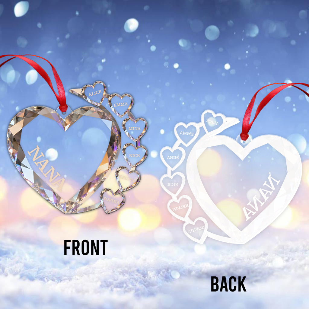 Sparkling Hearts - Personalized Family Transparent Ornament