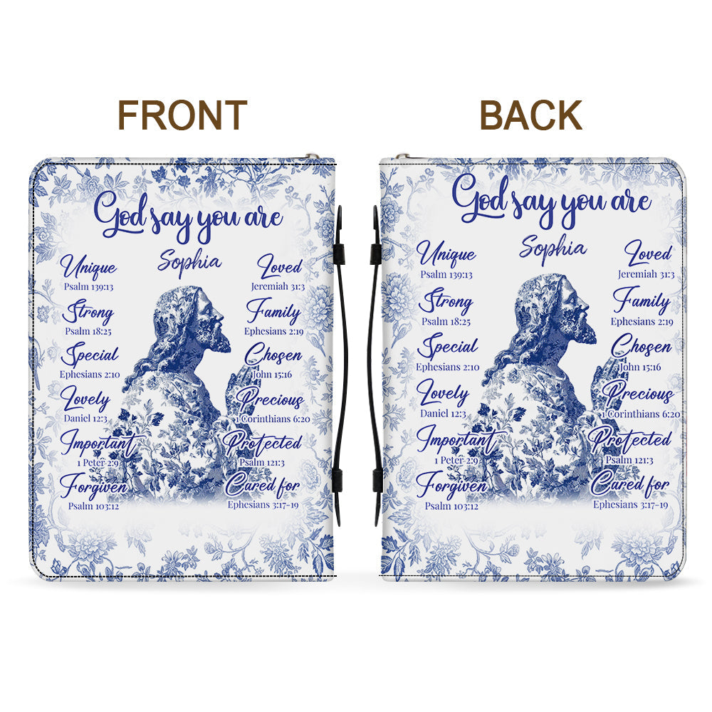Dieu dit que tu l'es - Étui de Bible en cuir chrétien personnalisé