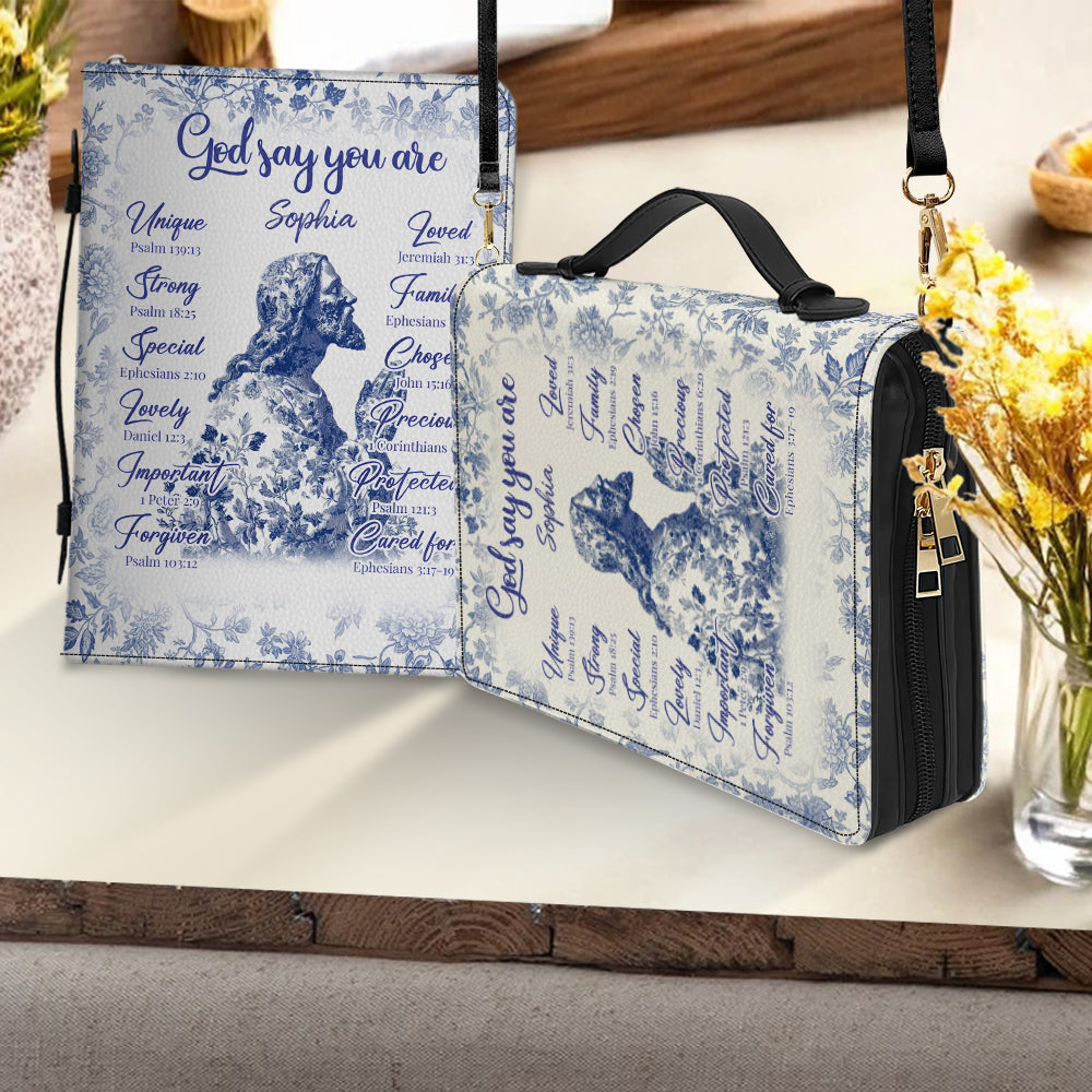Dieu dit que tu l'es - Étui de Bible en cuir chrétien personnalisé