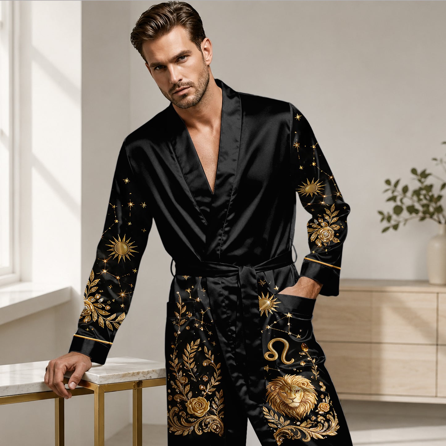 Zodiac Sign Luxury Rope - Personalized Horoscope Satin Robe
