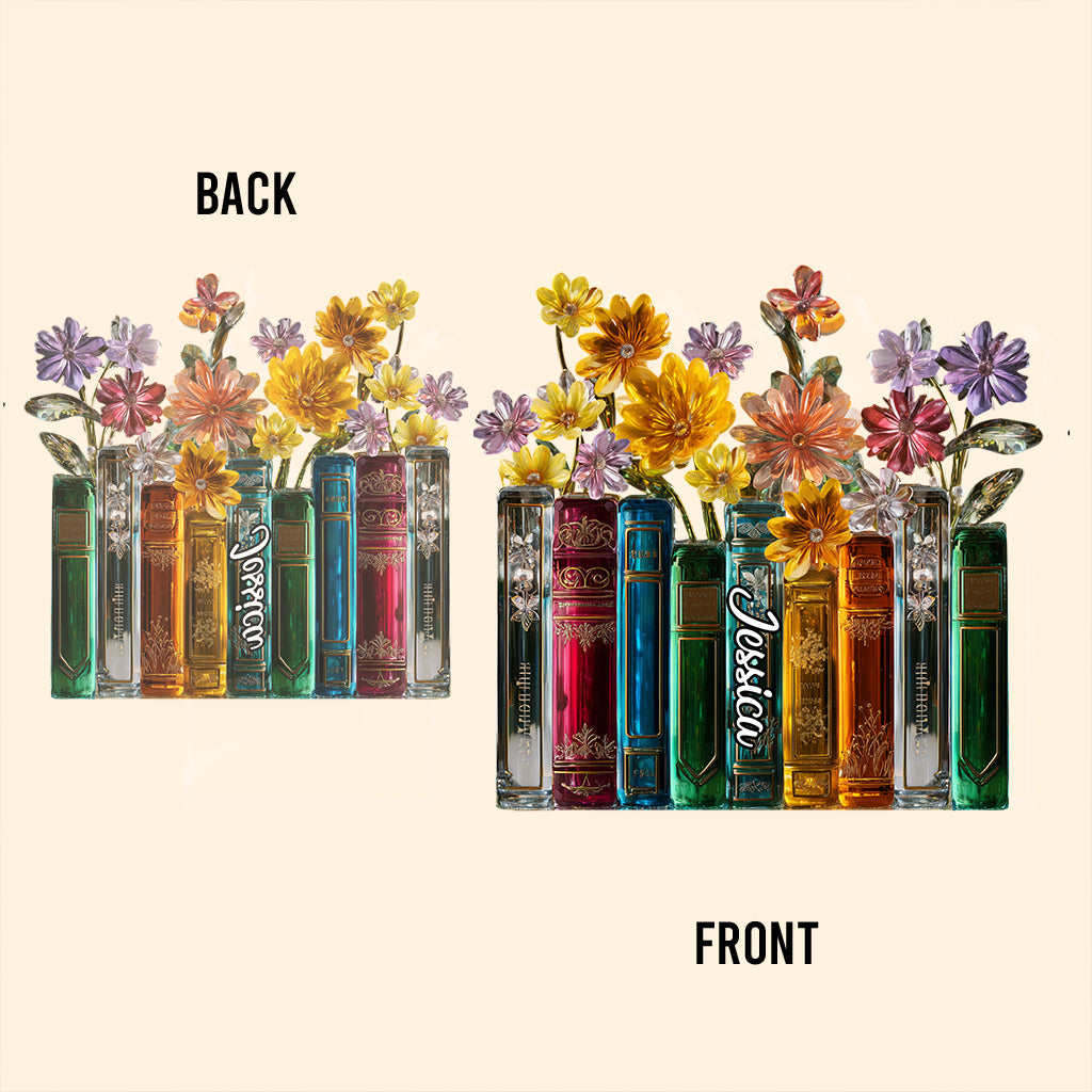 Books And Flowers - Personalized Book Custom Shaped Acrylic Plaque
