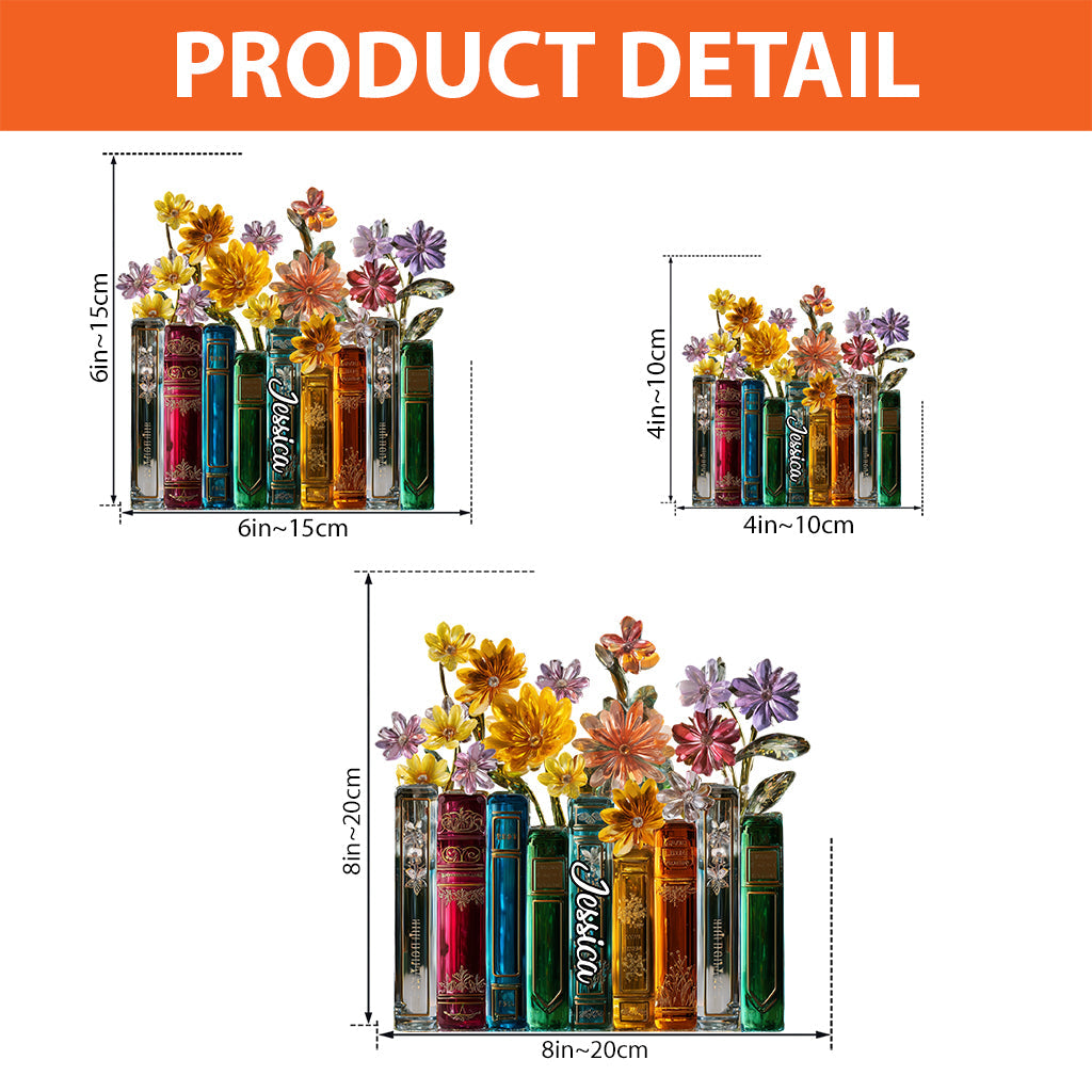 Books And Flowers - Personalized Book Custom Shaped Acrylic Plaque