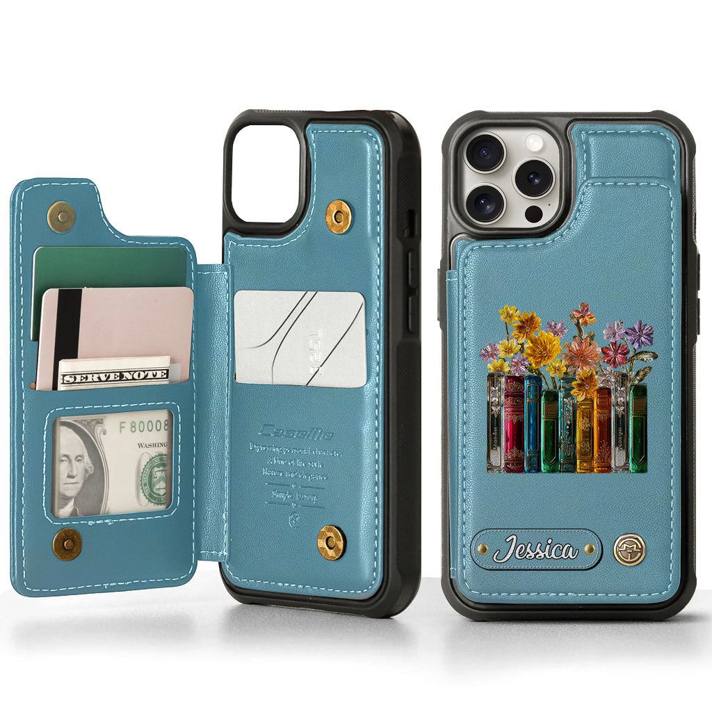 Books And Flowers - Personalized Book Wallet Phone Case