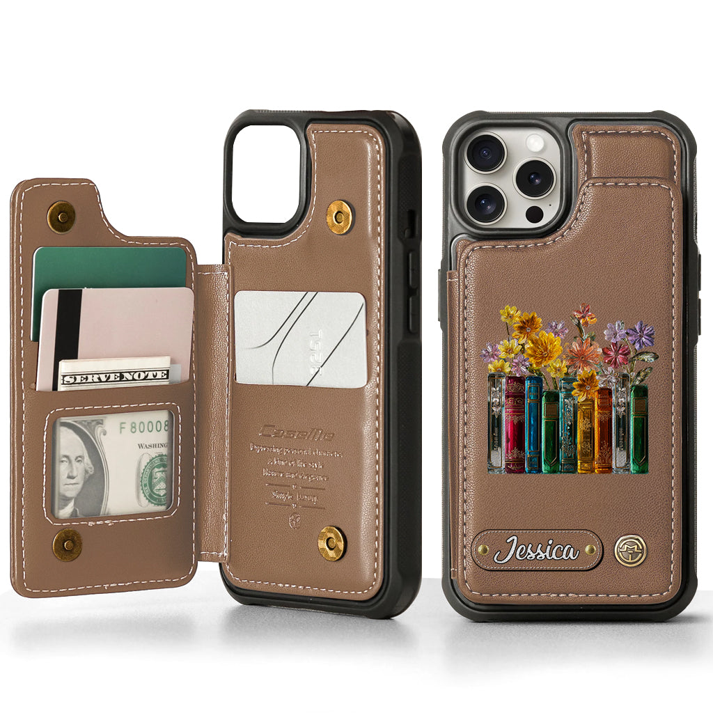Books And Flowers - Personalized Book Wallet Phone Case