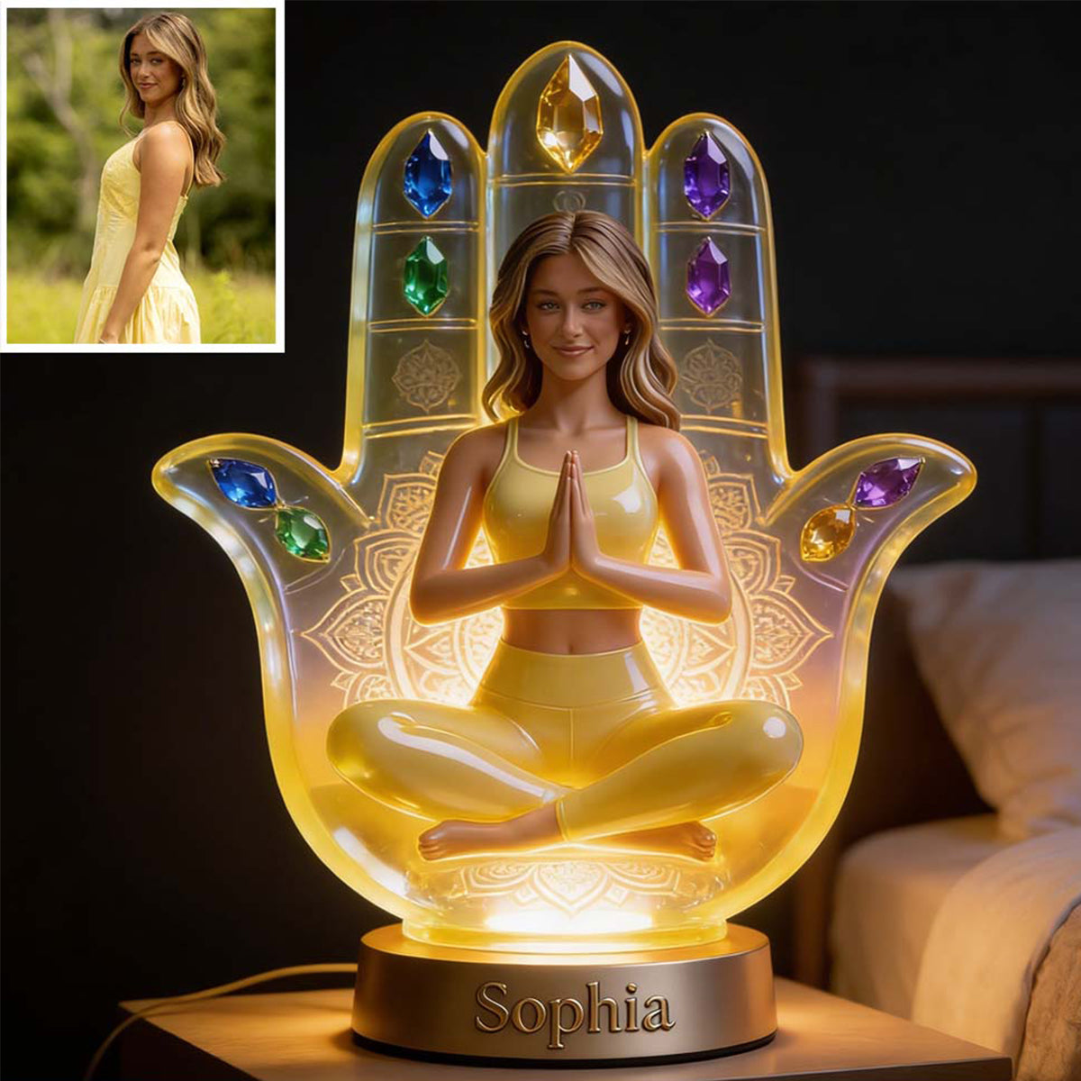 Custom Any Photo Namaste - Personalized Yoga Acrylic LED Night Light