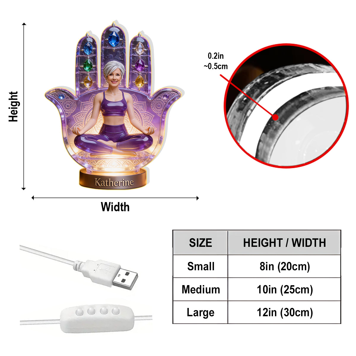 Custom Any Photo Namaste - Personalized Yoga Acrylic LED Night Light