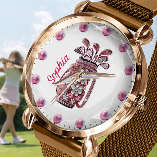 Montre-bracelet personnalisée pour femme passionnée de golf « Juste une fille qui aime le golf ».
