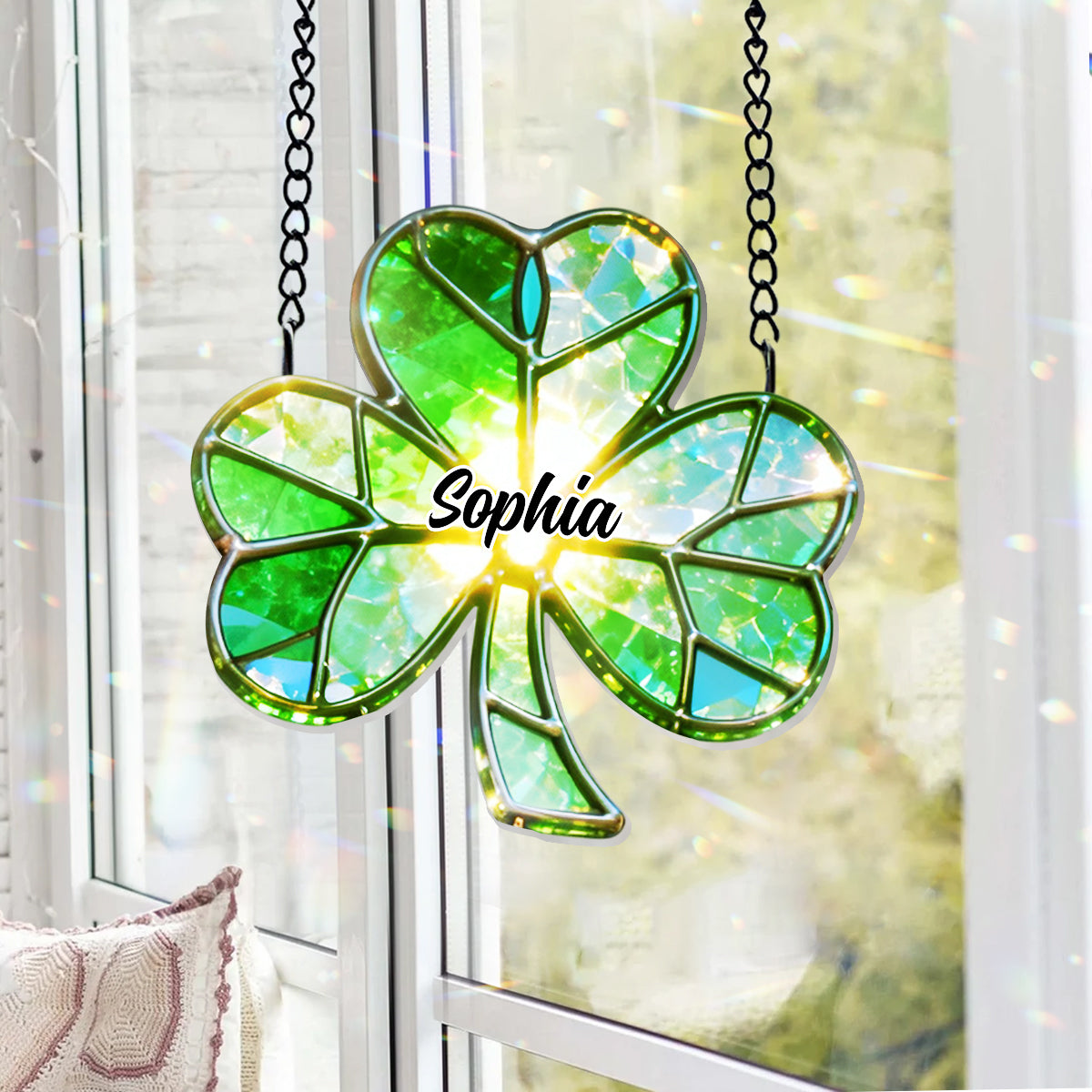 Glücklicher St. Patrick's Day – Personalisierter irischer Fensterhänger mit individuellen Anhängern