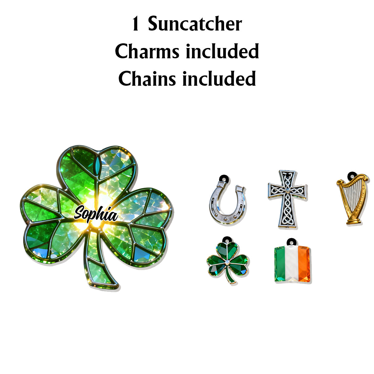 Glücklicher St. Patrick's Day – Personalisierter irischer Fensterhänger mit individuellen Anhängern
