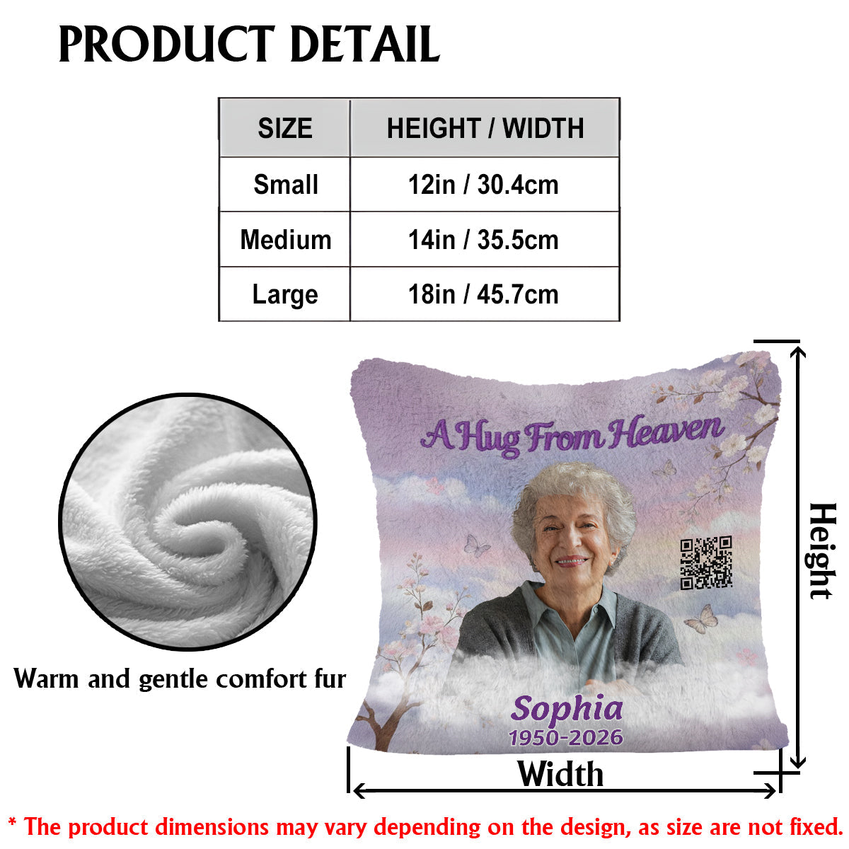 Eine Umarmung aus dem Himmel – Personalisiertes Gedenkkissen aus Kunstfell (quadratisch)