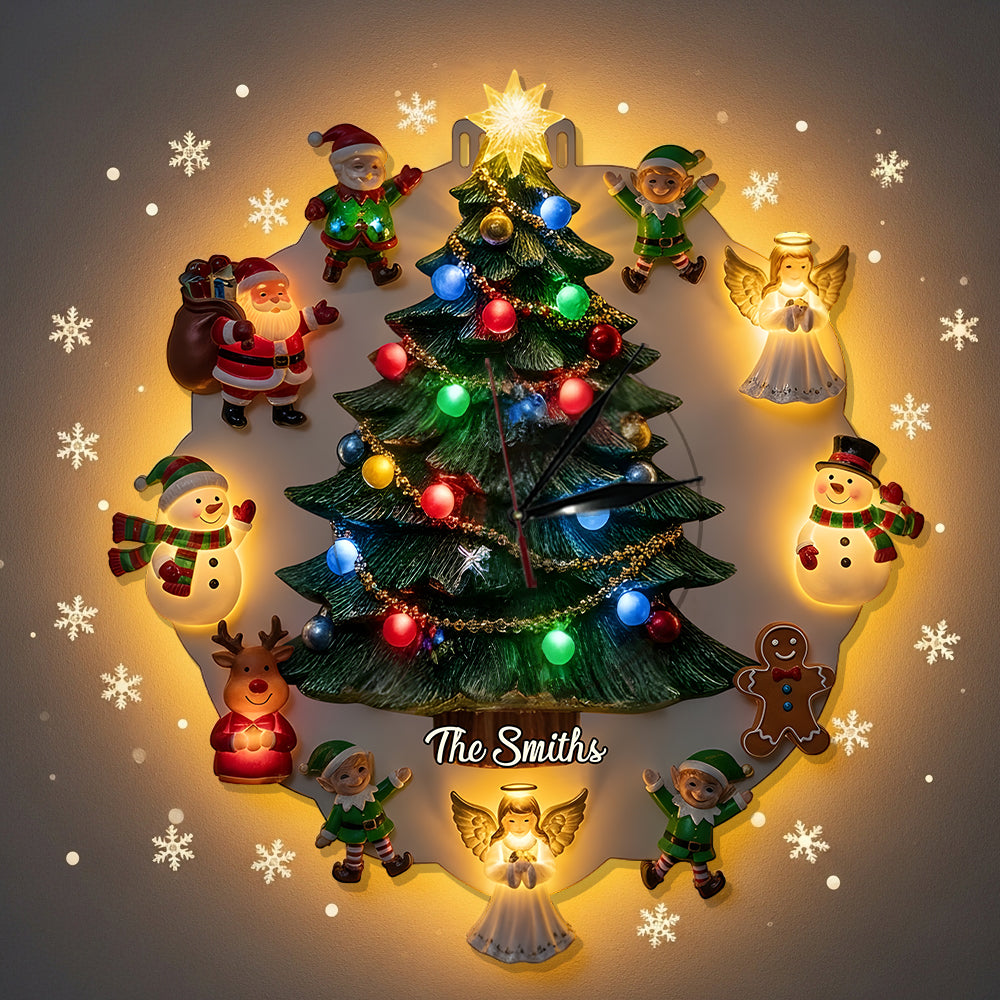 Christmas Theme - Personalized Family LED Light Wall Clock