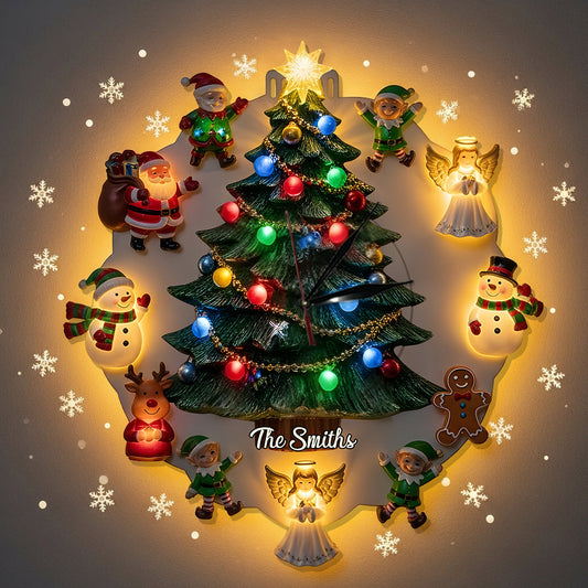 Christmas Theme - Personalized Family LED Light Wall Clock