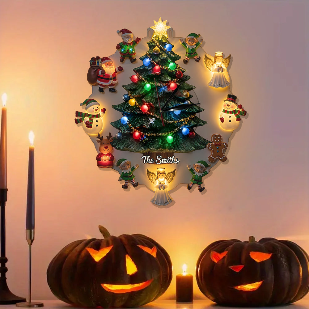 Christmas Theme - Personalized Family LED Light Wall Clock