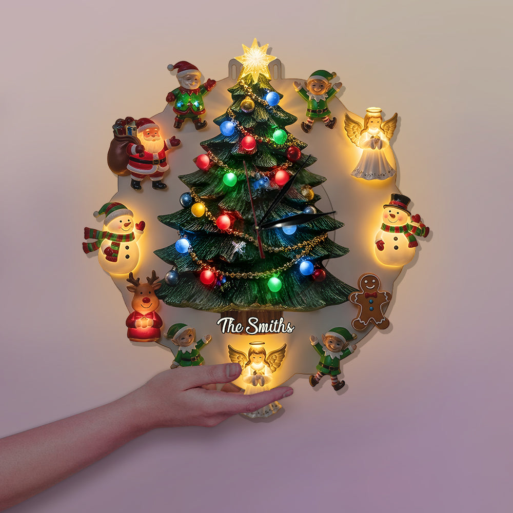 Christmas Theme - Personalized Family LED Light Wall Clock