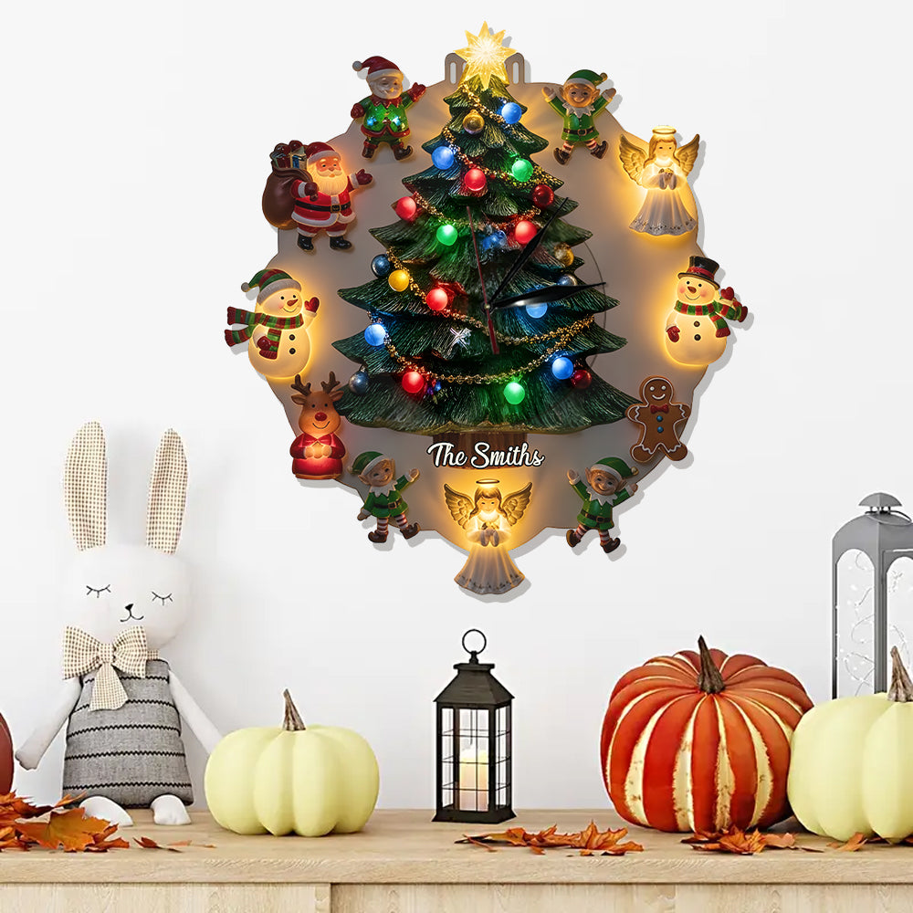 Christmas Theme - Personalized Family LED Light Wall Clock