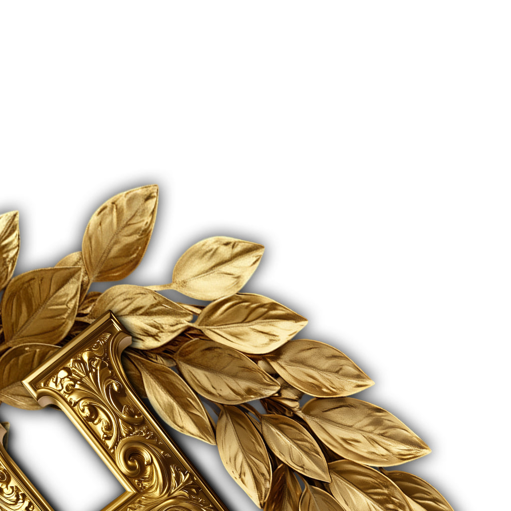 Custom Family Initial Gold Wreath - Personalized Family Cut Metal Sign