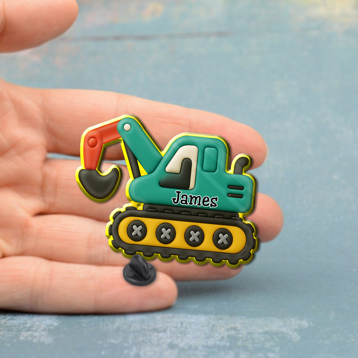 Cute Excavator - Personalized Kid Pin