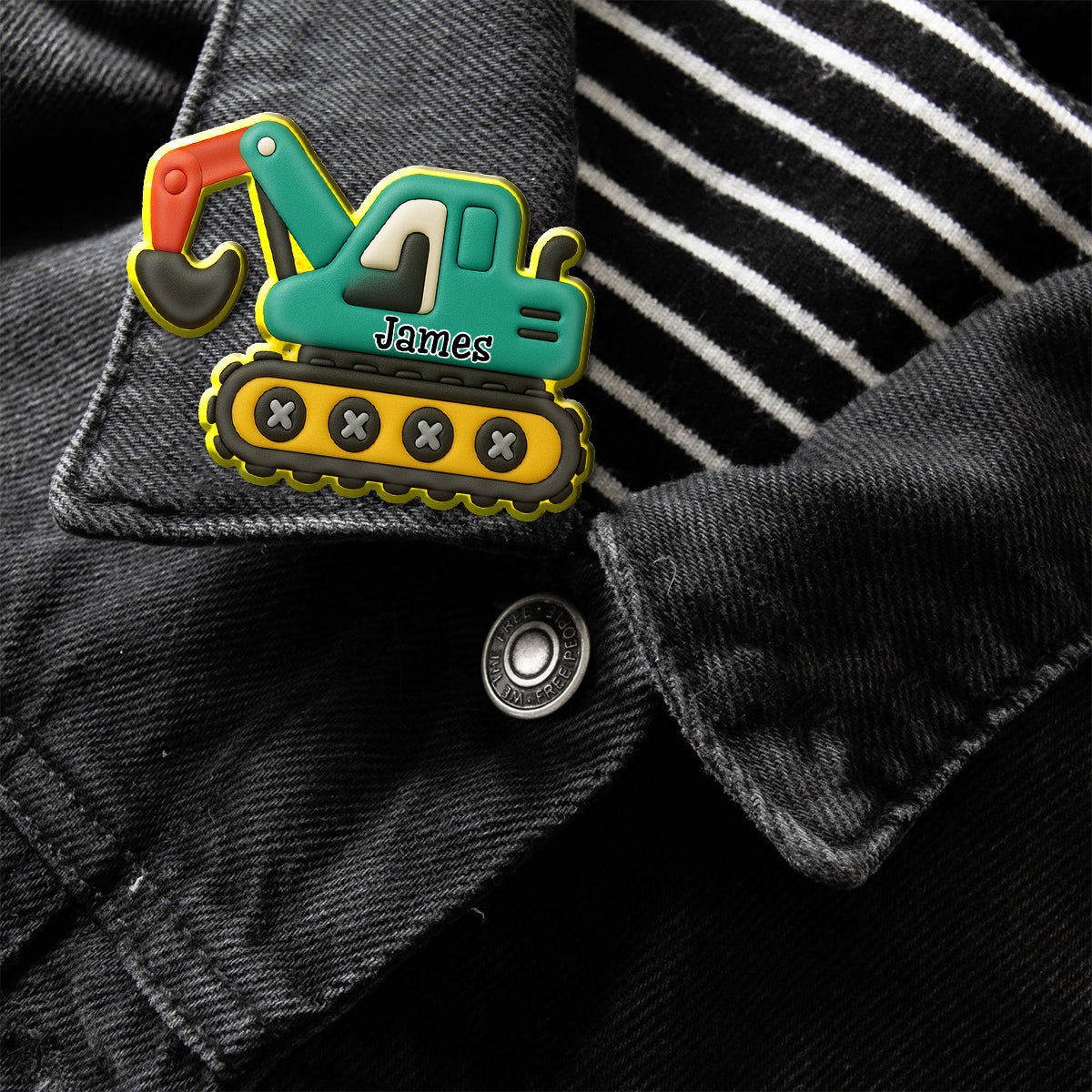 Cute Excavator - Personalized Kid Pin