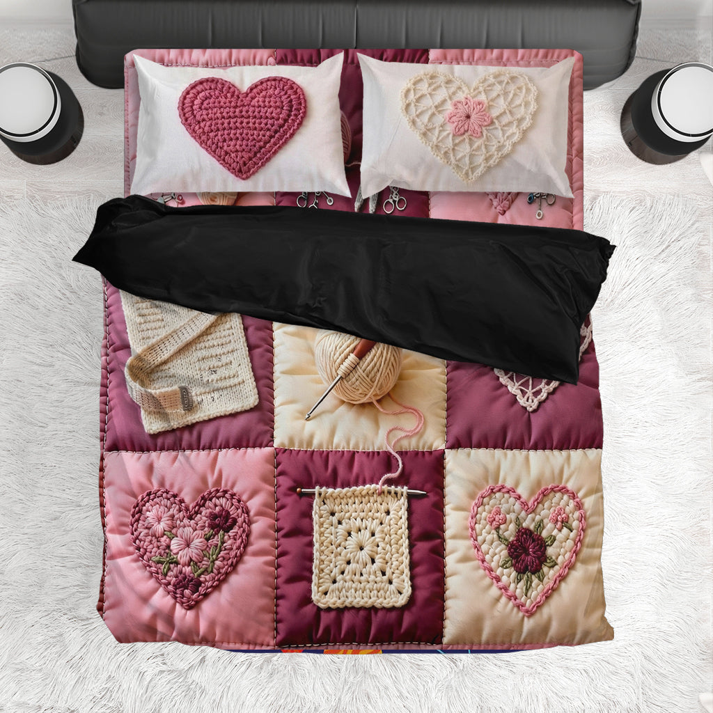 Crochet Heart - Personalized Crocheting Bedding Set