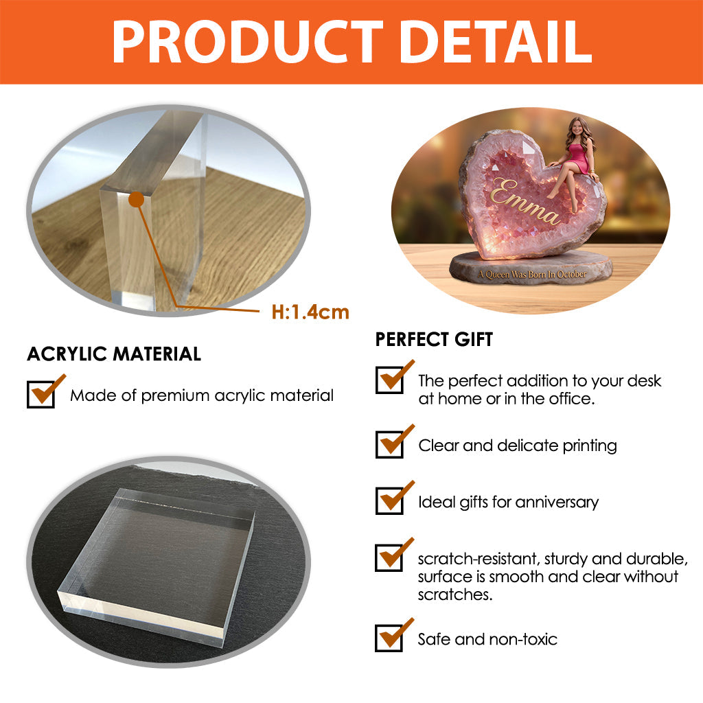 Any Photo Birthstone Queen - Personalized Birth Stone Custom Shaped Acrylic Plaque