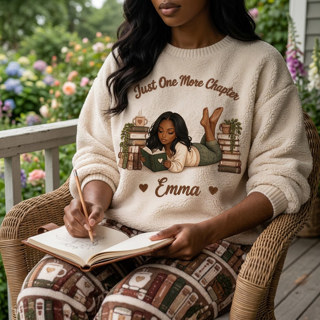 Just One More Chapter - Personalized Book Fleece Lounge Set
