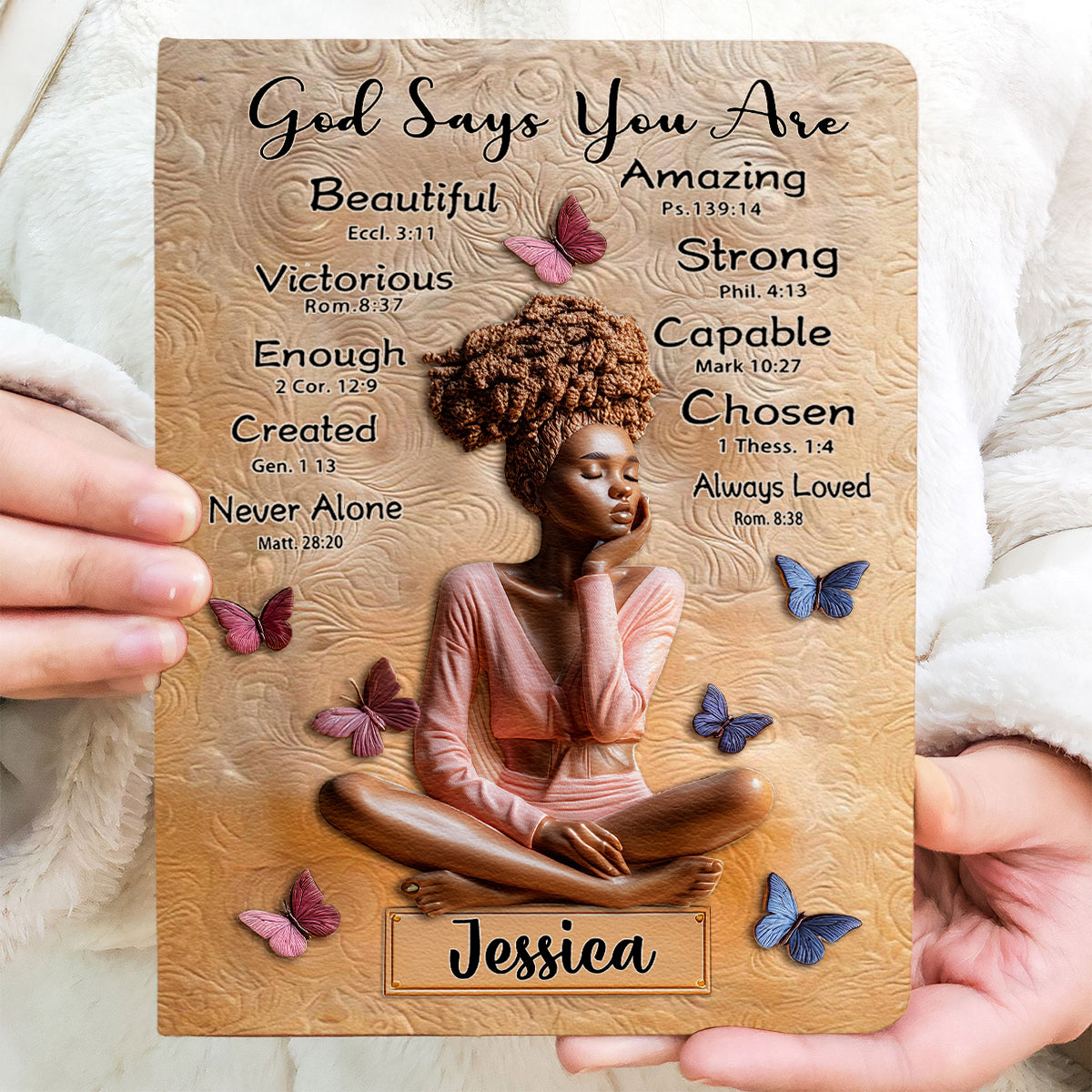 God Says You Are - Personalized African American Leather Journal