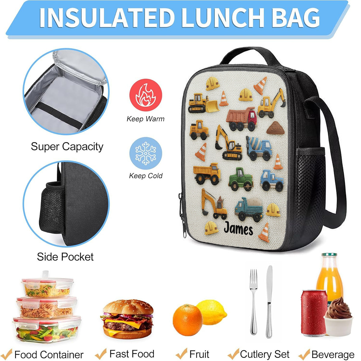 Unique Gifts For Children - Personalized Kid Backpack Lunch Bag Pencil Case Set