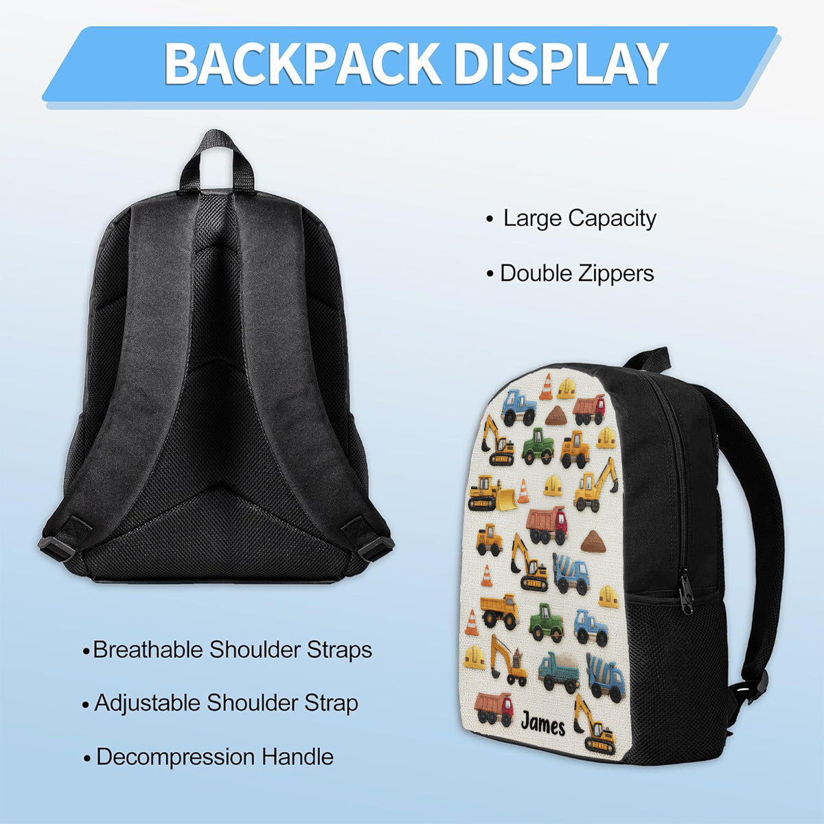 Unique Gifts For Children - Personalized Kid Backpack Lunch Bag Pencil Case Set