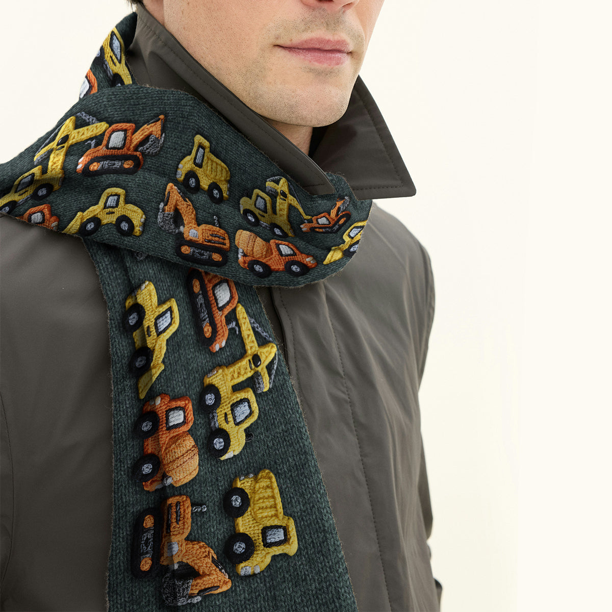 Construction Machines - Personalized Kid Knitted Scarf