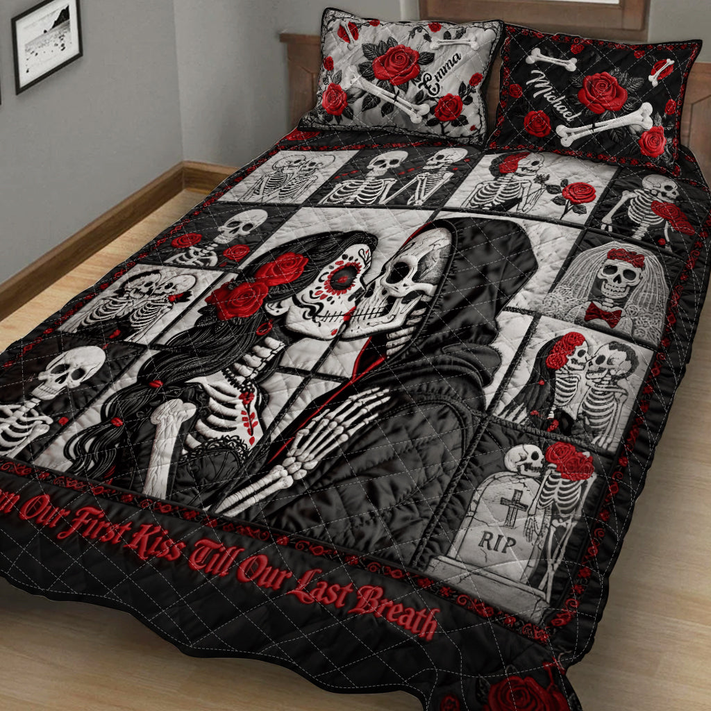 From Our First Kiss Till Our Last Breath - Personalized Couple Quilt Set