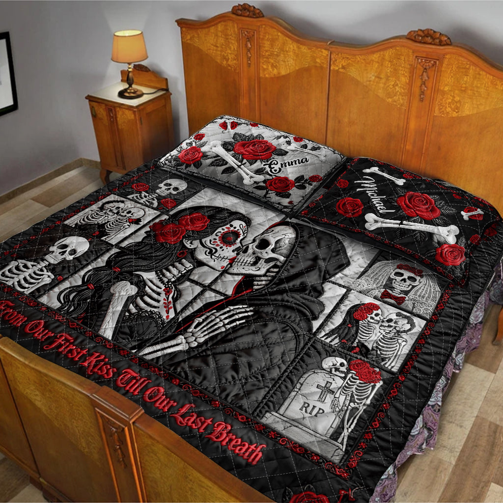 From Our First Kiss Till Our Last Breath - Personalized Couple Quilt Set