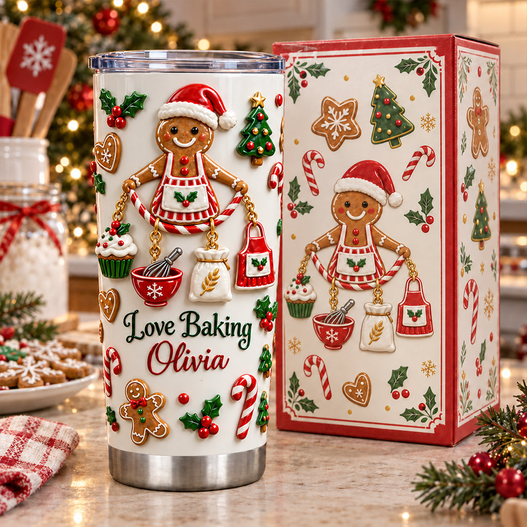 Love Baking Christmas Gift - Personalized Baking Tumbler With Gift Box