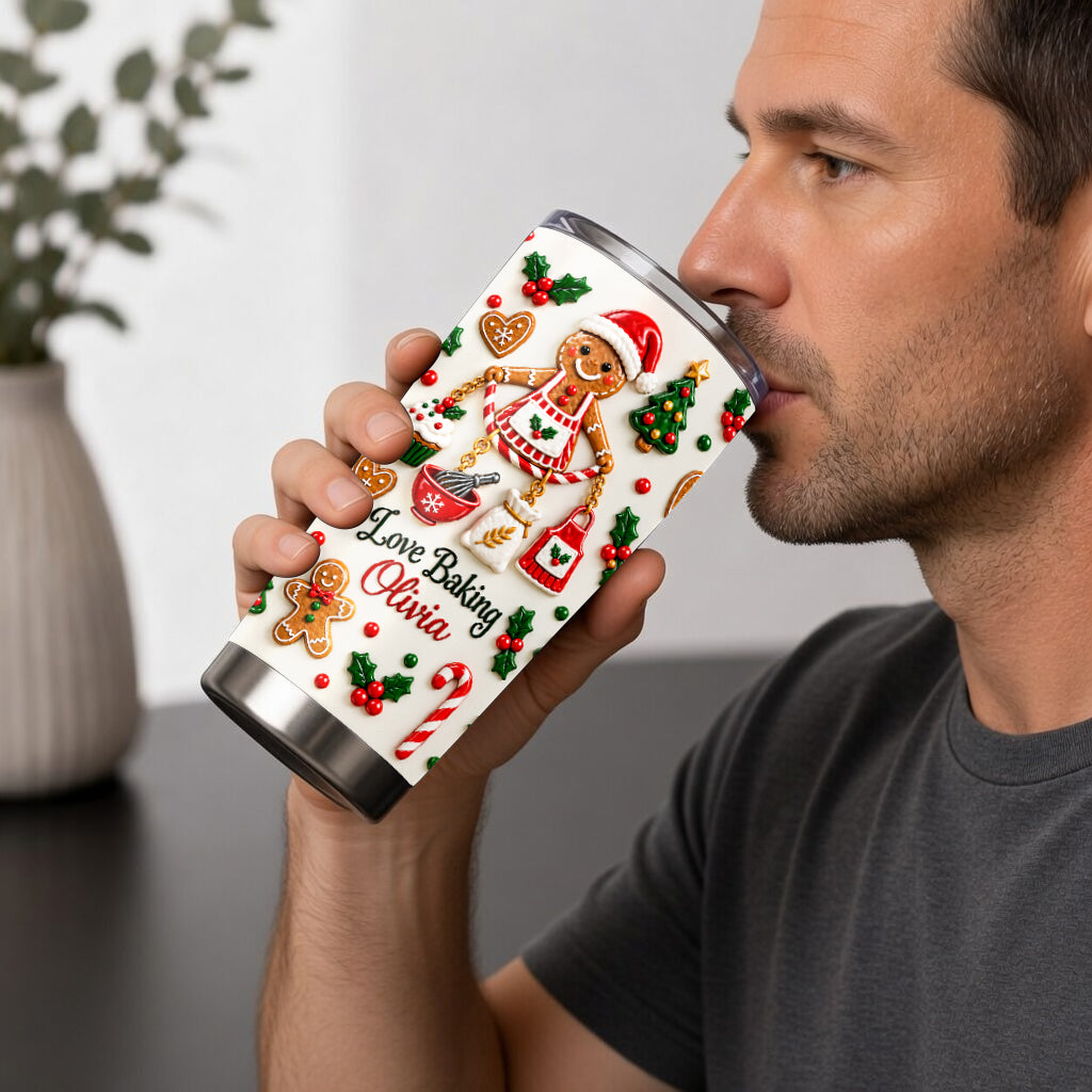 Love Baking Christmas Gift - Personalized Baking Tumbler With Gift Box