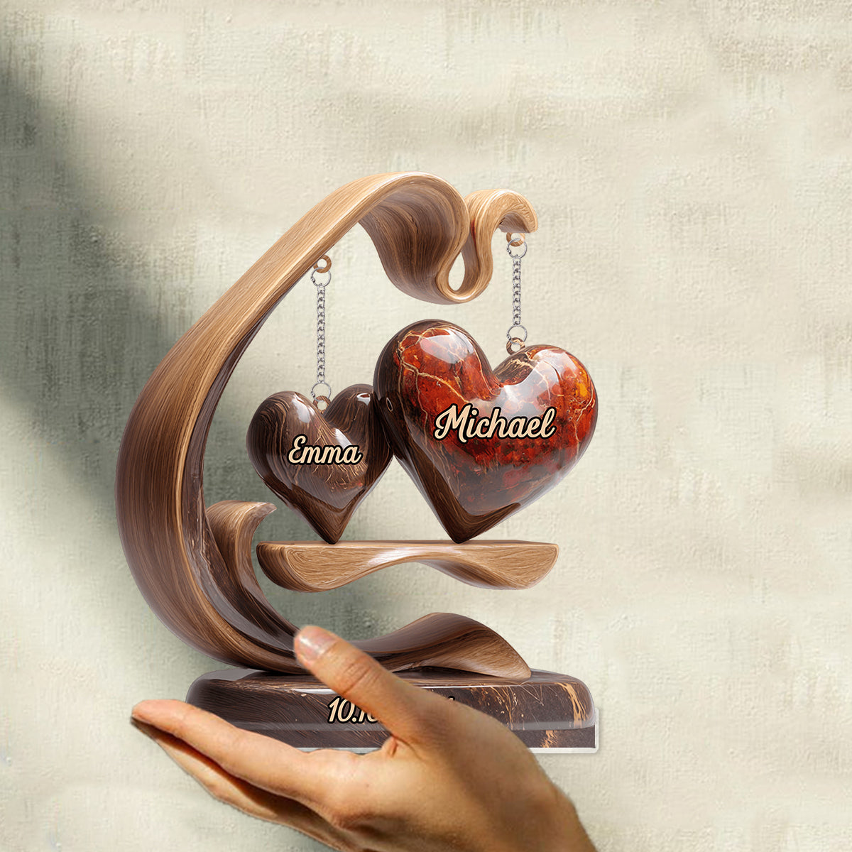 Love Hearts Swing - Personalized Couple Plaque With Charm