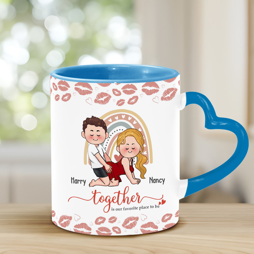 Together Is Our Favorite To Be - Personalized Couple Heart Handle Mug