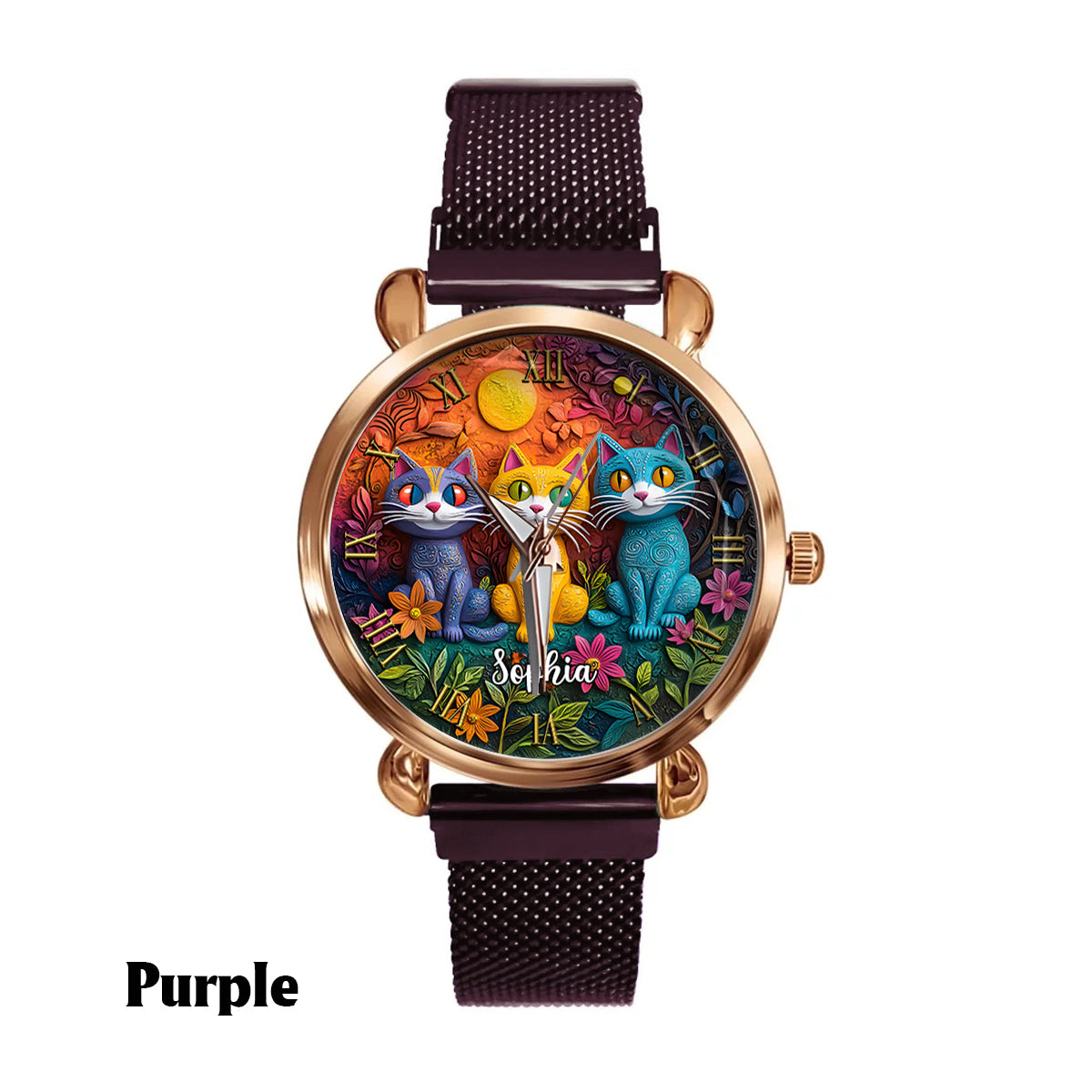 Bohemian Cat - Personalized Cat Women Hand Watch
